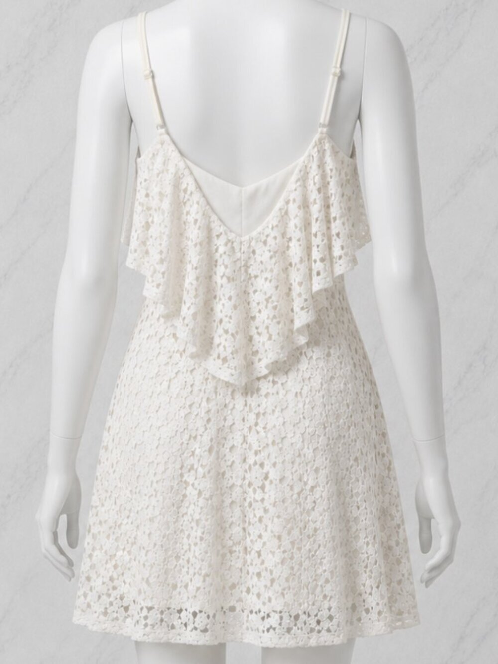 Forever 21 Womens Medium Dress White Lace Overlay Cold Shoulder Mini Dress - Picture 2 of 11